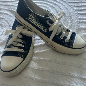 Classic Blue and White Canvas Sneakers with NE Patriots Logo